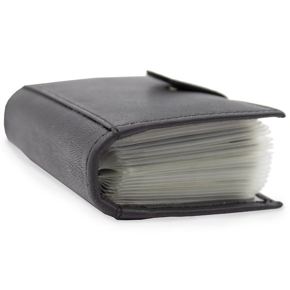 Genuine Leather Men Credit Card Holder, Black - Picture 6 of 11